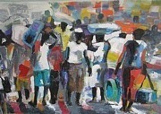 Ben Adedipe; Exodus, 2013, Original Painting Acrylic, 48 x 20 inches. Artwork description: 241   People migrating in our global village.  ...