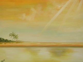 Benjamin Oppong -Danquah; PASSIONATE, 2006, Original Painting Acrylic, 90 x 60 cm. Artwork description: 241  This is painting ( acrylics) showing a real scene from part of elmina beach in Ghana near the elmina castle. ...