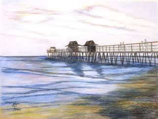 Ron Berry; Peaceful Pier, 2015, Original Drawing Pencil, 20 x 16 inches. 