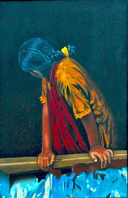 Kamal Bhandari; Looking Back, 2010, Original Painting Oil, 24 x 36 inches. Artwork description: 241  Figurative painting ...