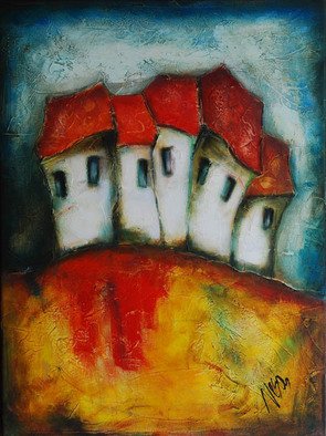 Nebojsa Jovanovic; On The Hill, 2010, Original Painting Acrylic, 18 x 24 inches. Artwork description: 241    abstract cityscape   ...
