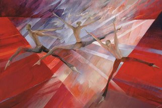 Rochelle Blumenfeld; No Where To Run, 2016, Original Giclee Reproduction, 36 x 24 inches. Artwork description: 241  Giclee reproduction of modern dance, inspired by Alvin Aileys Ballet Revelations, in an abstract expressionist style.  They arrive ready to hang.  The artist will apply some hand painting to the canvas, to enhance the image and add to its individuality. ...