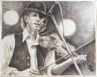 Bonie Bolen; John Hartford, Large Print, 2016, Original Drawing Pencil, 14 x 17 inches. Artwork description: 241 Original drawing from a photographers view. Original not for sale but photo shows prints that I have that are available. Thank you....