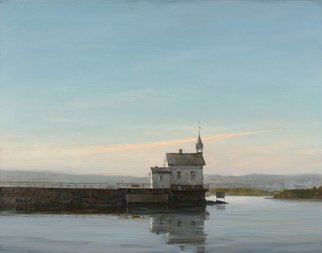 Arne Borring; Heggholmen Lighthouse, 2004, Original Painting Oil, 102 x 80 cm. 