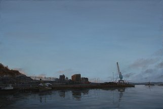 Arne Borring; Oslo Harbour I, 2008, Original Painting Oil, 141 x 96 cm. 