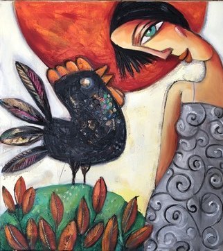Boyko Asparuhov; Good Morning, 2019, Original Painting Oil, 2 x 22 inches. Artwork description: 241 morning happy bright colors with decorative bird ...