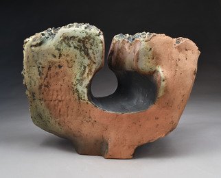 Robert Pulley; Conic Oculus, 2019, Original Sculpture Clay, 22 x 17 inches. Artwork description: 241 The term oculus refers to the conical piercing of this simple form that frames a view.  This could be installed outdoors on a patio or in a garden.  A hole in the bottom can anchor it to a stone or steel plate for stability.  Hardware available on ...