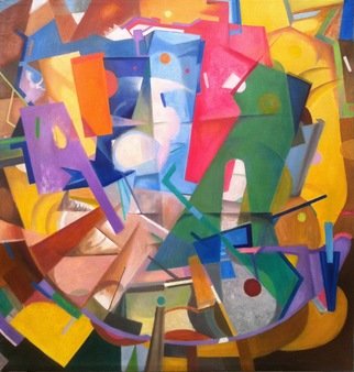 Brian Potter; Broadway, 2012, Original Painting Oil, 52 x 52 inches. Artwork description: 241       Geometric Abstraction, cubism      ...