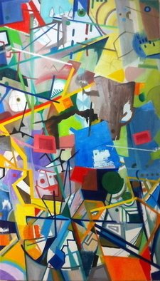 Brian Potter; Hyperstructure, 2011, Original Painting Oil, 36 x 60 inches. Artwork description: 241   Geometric Abstraction, cubism  ...