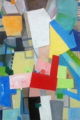 Brian Potter; Red Circle, 2011, Original Painting Oil, 24 x 36 inches. Artwork description: 241  Geometric Abstraction, cubism, music painting         ...