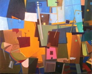 Brian Potter; United States Of Brian, 2012, Original Painting Oil, 48 x 60 inches. Artwork description: 241      Geometric Abstraction, cubism     ...