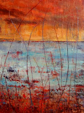 Birgit Huttemann Holz; Grass, 2009, Original Painting Encaustic, 50 x 80 cm. Artwork description: 241  encaustic landscape, abstract landscape, done with beeswax, pigments, fire, razorblade ...