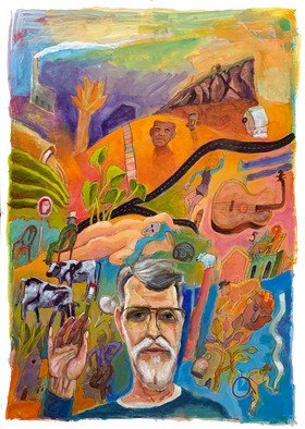 William B Hogan; Self With Friends, 2020, Original Painting Acrylic, 23 x 34 inches. Artwork description: 241 self portrait with friends...