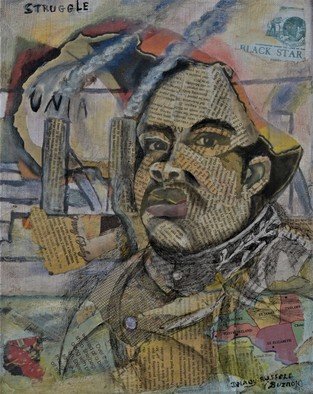 Delroy Russell; Garvey, 2020, Original Collage, 15 x 20 inches. Artwork description: 241 Garvey, extraordinary and unusual individual, so I decided to use an unconventional medium, such as collage. elements of his ideas and philosophy were suggested in the work. image of Africa is also depicted along with other symbols of interest. ...