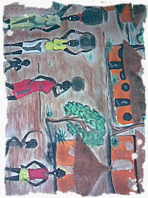 Caddy King; Once Upon A Time In Africa, 2012, Original Painting Other, 5.6 x  inches. Artwork description: 241   impressionism,culture,people, ethinicityconceptual,expressionism  ...