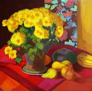 Carol Steinberg; Autumn Still Life, 2010, Original Painting Oil, 24 x 24 inches. Artwork description: 241   flowers floral yellow still autumn  ...
