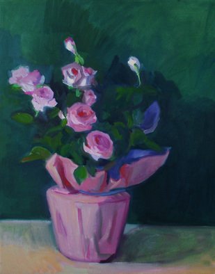 Carol Steinberg; Mini Pink Roses In Pink W..., 2010, Original Painting Oil, 16 x 20 inches. Artwork description: 241  flowers floral pink still life roses   ...
