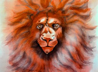 Carolyn Judge; The Disappointed Lion, 2019, Original Watercolor, 36 x 26 cm. Artwork description: 241 This is a painting I made of a statue I saw in Florida.  The light was just catching the face, the rest of it was darkened in shadow.  The lion had a sad or disappointed expression that I loved   The lionaEURtms face really pops forward out ...