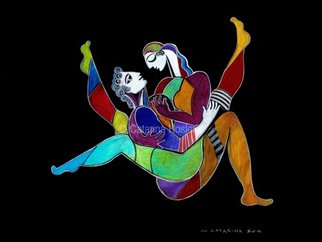 Catarina Hosler; The Embrace, Ii, 2011, Original Printmaking Giclee, 18 x 24 inches. Artwork description: 241   Figurative, love, cubism, colorful couples, romantic, modern   ...