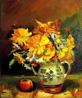 Calin Bogatean; Yellow Flowers, 2011, Original Painting Oil, 40 x 50 cm. 
