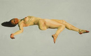 Christophe Bourely; Lie Lay 5, 2011, Original Painting Oil, 78 x 48 inches. Artwork description: 241     Nude    ...