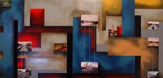 Christian Culver; Atlanta 2, 2011, Original Painting Oil, 30 x 60 inches. Artwork description: 241  Oil on wood panel with architectural images. ...