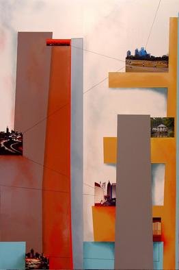 Christian Culver; Atlanta 5, 2011, Original Painting Oil, 28 x 40 inches. Artwork description: 241  Oil on wood panel with architectural images applied ...