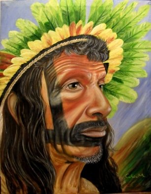 Celia M Torres; Brazilian Native, 2011, Original Painting Oil, 60 x 77 cm. Artwork description: 241  native brazilian portrait    ...
