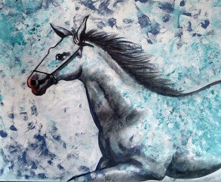 Chaitan Bhosale; Horse, 2015, Original Painting Acrylic, 36 x 30 inches. Artwork description: 241  They are running and thinking about way and goal. horse are not confirmed a way ...