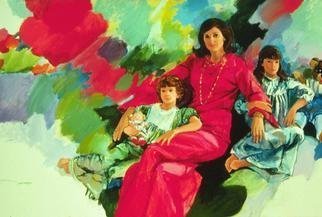 Doyle Chappell; Lynda Johnson Robb And Da..., 1984, Original Painting Acrylic, 72 x 50 inches. Artwork description: 241 This portraits of Lynda with her girls was commissioned by Lady Bird Johnson.  The girls listened to repeated tapes of 