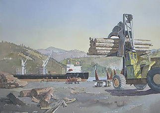 Charles Edmunds; From Land To Sea, 2002, Original Watercolor, 28 x 18 inches. Artwork description: 241 It was Painted in March of 2002 in North Bend , Oregon with the cooperation of the Menasha Corp. . . . ....
