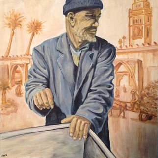 Chen Bachar; The Fisher Man, 2012, Original Painting Oil, 60 x 60 cm. Artwork description: 241  A moment i had in morocco, capturing everyday struggle of the common man, the Fisher man, while overlooking the old city of Casablanca.   ...