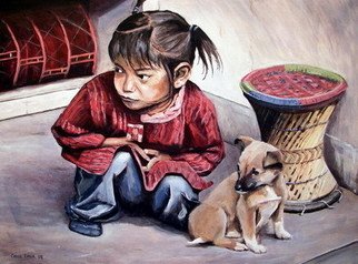 Chris Chalk; Best Friends, 2008, Original Painting Oil, 24 x 18 inches. Artwork description: 241 Oil on canvas -I loved painting this portrait of a little Tibetan girl and her dog.  I guess its a portrait and a pet portrait all in one really.  Its bigger than some of my paintings at 24 by 18 inches, but I needed to use a ...