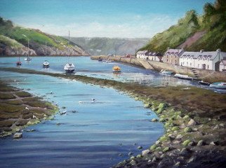 Chris Chalk; Fishguard Harbour, 2010, Original Painting Oil, 24 x 18 inches. Artwork description: 241  Oil on canvas - As primarily a landscape artist Ive painted this scene at Fishguard harbour in Pembrokeshire before but not on such a large scale.  Theres quite a lot going on in this painting and the larger size canvas allowed me put this in without making the ...