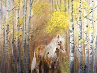 Chris Jehn; Misty, 2014, Original Painting Acrylic, 30 x 40 inches. Artwork description: 241  Misty - horse in aspen trees. The original photo was of an older horse. As I painted her she kept telling me that she was younger and prettier. Original Acrylic painting on wrapped canvas, can be hung as is or framed. Painted by Chris Jehn...
