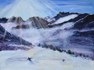 Chris Jehn; Skiing Canada, 2017, Original Painting Acrylic, 24 x 18 inches. Artwork description: 241 Skiing in Canada. Sun streaming over the snow. Snow has reflective paint. ...