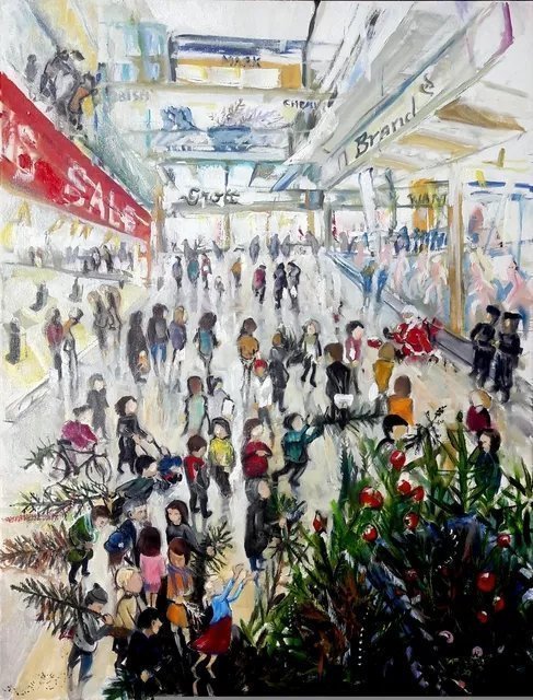Chris Walker; Start All Over Again, 2019, Original Painting Oil, 60 x 80 mm. Artwork description: 241 Start All Over Again  La Fin des Pins  Oil on Stretched Canvas  60cm x80cm  This sequel to my painting  Christmas Tree Shopping  is a poignant reminder of the consumerism around Christmas and the aftermath. The Christmas trees are being discarded, all philanthropically assisted by the retail trade, ...