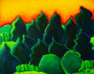 Krisztina Lantos; Black Forest 2, 2023, Original Painting Acrylic, 20 x 16 inches. Artwork description: 241 Sunset in the Black Forest in Germany can be breathtakingly beautiful. ...