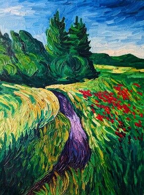 Krisztina Lantos, 'Meadow In New Brunswick', 2008, original Painting Oil, 16 x 20  x 1 inches. Artwork description: 1758 Meadow and a small creek in New Brunswick, the Maritimes of Canada...