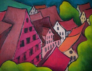 Krisztina Lantos; Roofs Of Tuebingen 2, 2020, Original Painting Acrylic, 20 x 16 inches. Artwork description: 241 Roofs of old medieval town Tuebingen in Southern Germany are quite captivating. ...