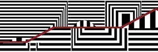 Cheryl Hrudka; The Crazy Red Line, 2020, Original Digital Art, 96 x 32 inches. Artwork description: 241 This piece was designed to challenge the eye.  It is geometric, visually challenging, but with a red guide.  Limited edition of 5. ...