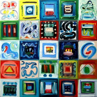 Colin Michael; Window Of Opportunity, 2009, Original Painting Oil, 70 x 70 cm. Artwork description: 241  25 squrares of abstract thoughts ...