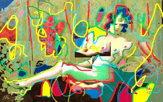 Marc Rubin; Reclining Nude After Mati..., 2008, Original Digital Art, 18 x 10 inches. Artwork description: 241 Giclee print on archival paper with pigment inks.  Based on 1910 French photograph by Mandel. With 1