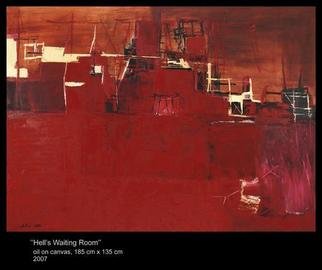 Agnieszka Ledochowska; Hells Waiting Room, 2007, Original Painting Oil, 185 x 135 cm. 