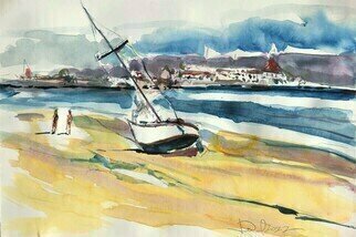 Daniel Clarke; Coronado Beach Scene, 2022, Original Watercolor, 18 x 12 inches. Artwork description: 241 On the beach, Sunday afternoonI applaud you, my homeland. . . this Golden State From Coronado Island. . . to the Golden GateWe live on the edge of a continent. . .With masses of land that stretch out to the seaOne can lie on the beach. . . and drink in ...