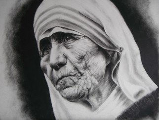 Daniel Patterson; Mother Teresa, 2016, Original Drawing Other, 18 x 24 inches. Artwork description: 241   A portrait of mother Teresa using a dry brush technique   ...