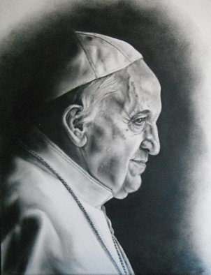 Daniel Patterson; Pope Francis, 2016, Original Drawing Other, 18 x 24 inches. Artwork description: 241  A portrait of Pope Frances using a dry brush technique  ...
