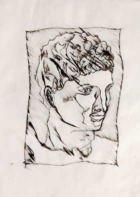 David Rocky Aguirre; Ink Statue1, 1997, Original Drawing Pen, 14 x 17 inches. Artwork description: 241   India ink drawing on paper.  ...