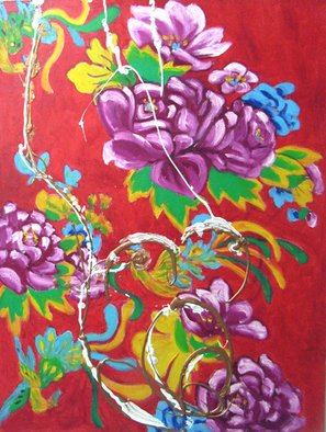 Winnie Davies; Hundred Flowers Blossom, 2007, Original Painting Oil, 24 x 36 inches. Artwork description: 241  Hundred Flowers Blossom is one of the series of Background.  I would like to switch the importance of Background and foreground of a painting. ...