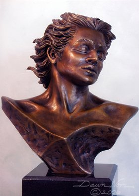 Dawn Feeney; Adonis, 2005, Original Sculpture Bronze, 25 x 30 inches. Artwork description: 241  highly detailed bronze sculpture with ferric ( yellow- brown) patina. Image is a beautiful young man( Adonis) .  A shift in perceptions is meant to occur when viewing. One is the feeling of going within, the other is a feeling of going outside ones self to a higher and ...